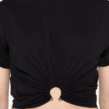 T-shirt con dttaglio ad anello in nero Rabanne - donna 