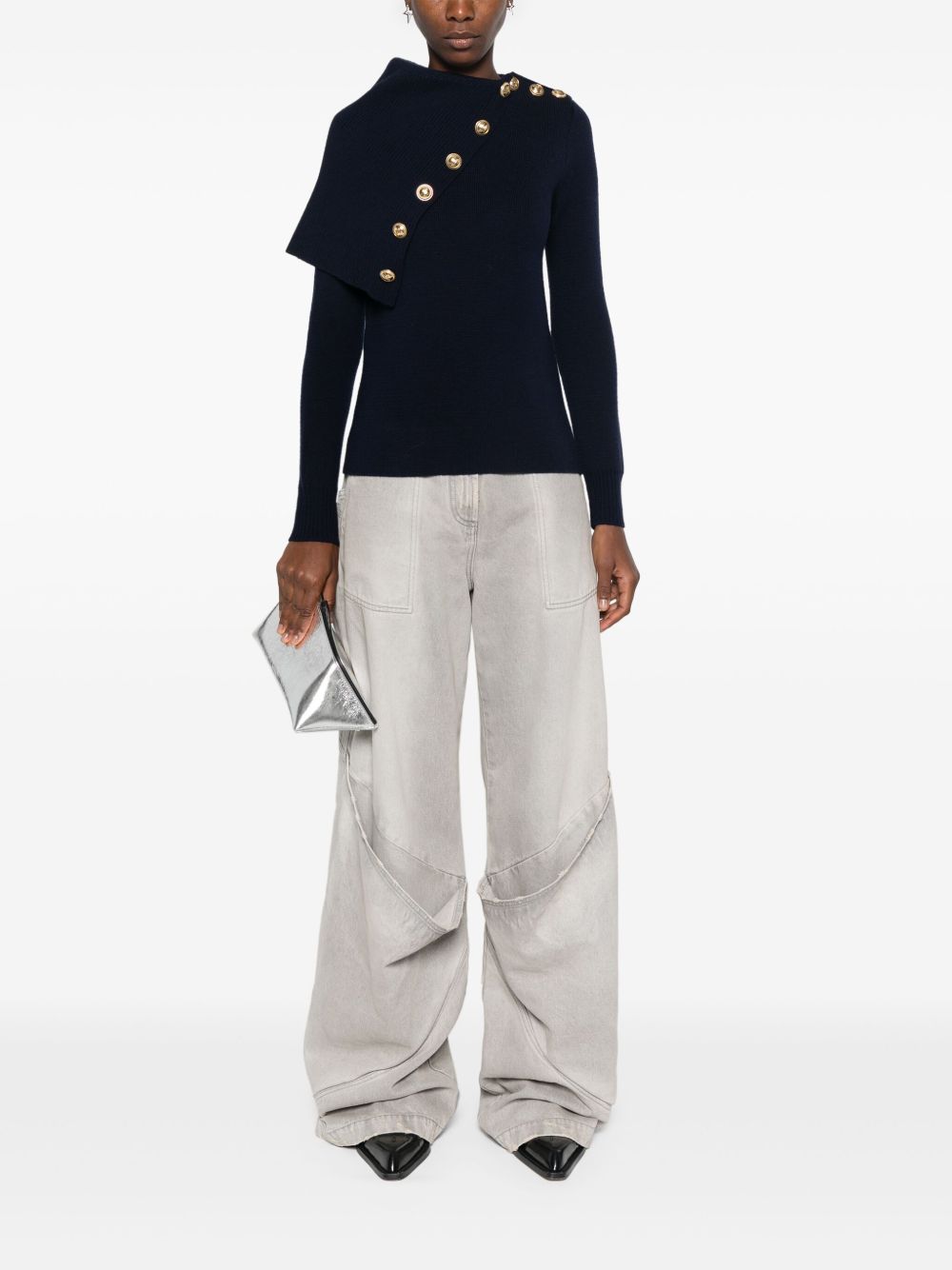 Maglia con dettaglio bottoni in blu navy Rabanne - donna 
