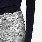 Gonna midi in pizzo floreale in argento Rabanne - donna 