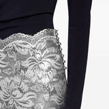 Gonna midi in pizzo floreale in argento Rabanne - donna 