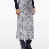 Gonna midi in pizzo floreale in argento Rabanne - donna 