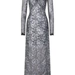 Abito in pizzo con spalle scoperte in grigio e argento  Rabanne - donna 