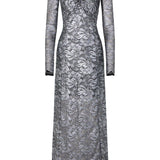 Abito in pizzo con spalle scoperte in grigio e argento  Rabanne - donna 