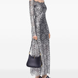 Abito in pizzo con spalle scoperte in grigio e argento  Rabanne - donna 