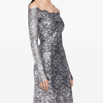 Abito in pizzo con spalle scoperte in grigio e argento  Rabanne - donna 