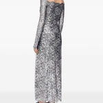 Abito in pizzo con spalle scoperte in grigio e argento  Rabanne - donna 