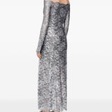 Abito in pizzo con spalle scoperte in grigio e argento  Rabanne - donna 