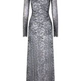 Abito in pizzo con spalle scoperte in grigio e argento  Rabanne - donna 