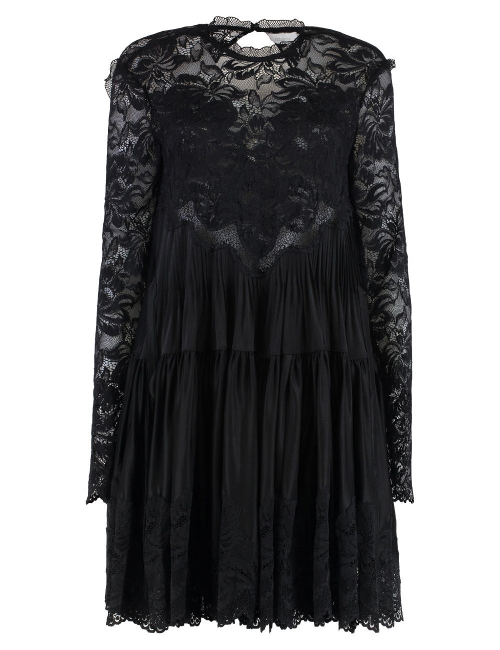 Abito in pizzo a maniche lunghe in nero Rabanne - donna 
