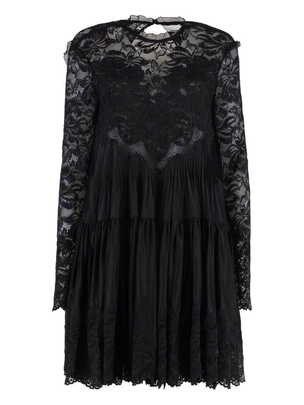 Abito in pizzo a maniche lunghe in nero Rabanne - donna 