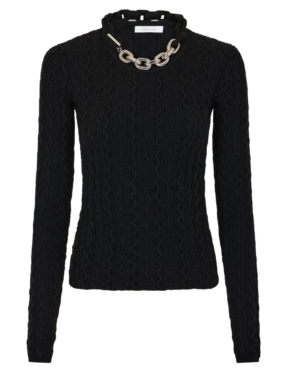 Maglione con dettaglio a catena in nero Rabanne - donna 