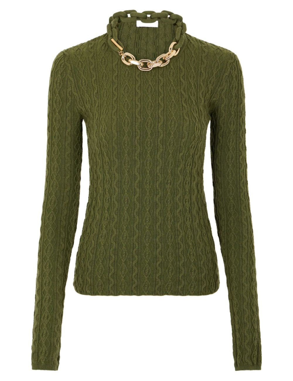 Maglione con dettaglio a catena in verde Rabanne - donna 