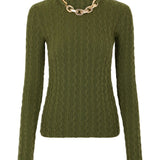 Maglione con dettaglio a catena in verde Rabanne - donna 