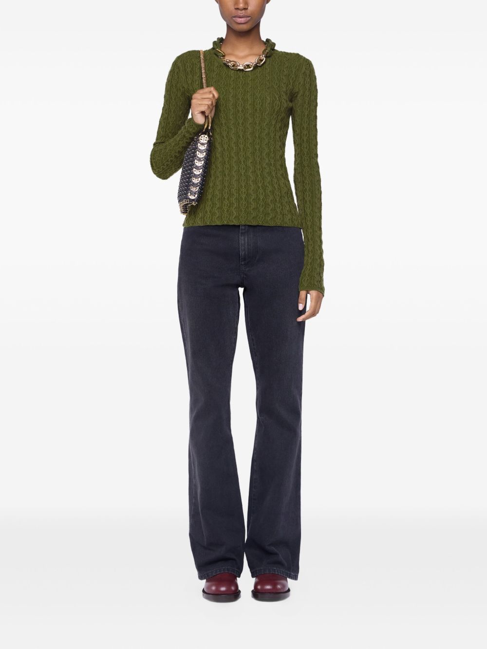 Maglione con dettaglio a catena in verde Rabanne - donna 