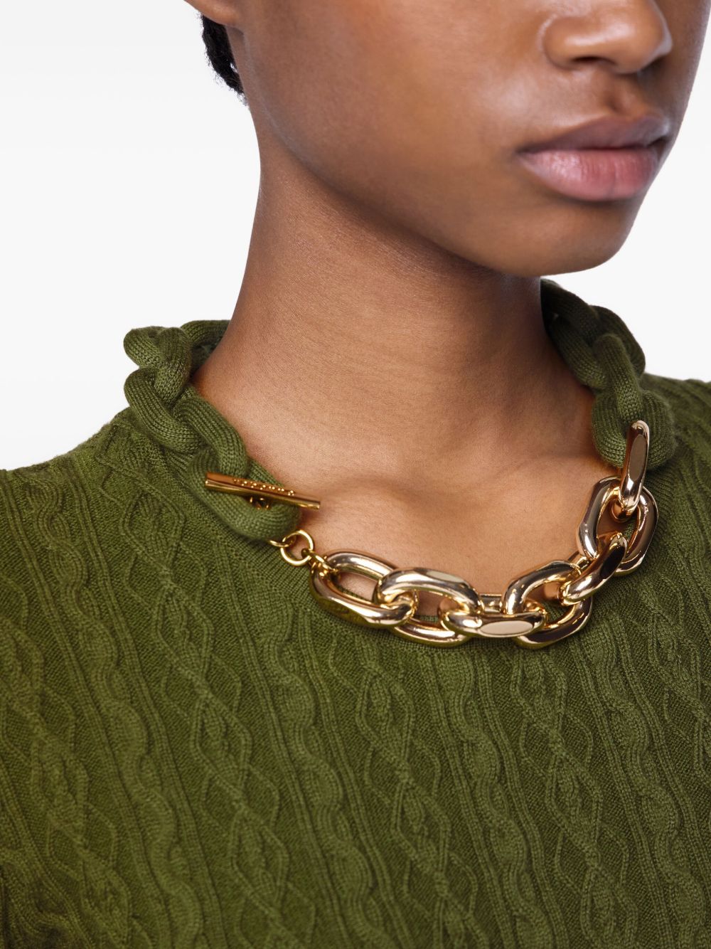Maglione con dettaglio a catena in verde Rabanne - donna 