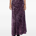 Gonna lunga con paillettes in viola Rabanne - donna 