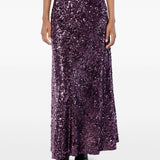 Gonna lunga con paillettes in viola Rabanne - donna 