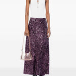 Gonna lunga con paillettes in viola Rabanne - donna 