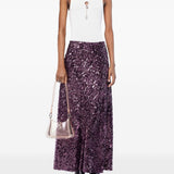 Gonna lunga con paillettes in viola Rabanne - donna 