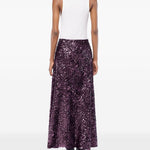 Gonna lunga con paillettes in viola Rabanne - donna 
