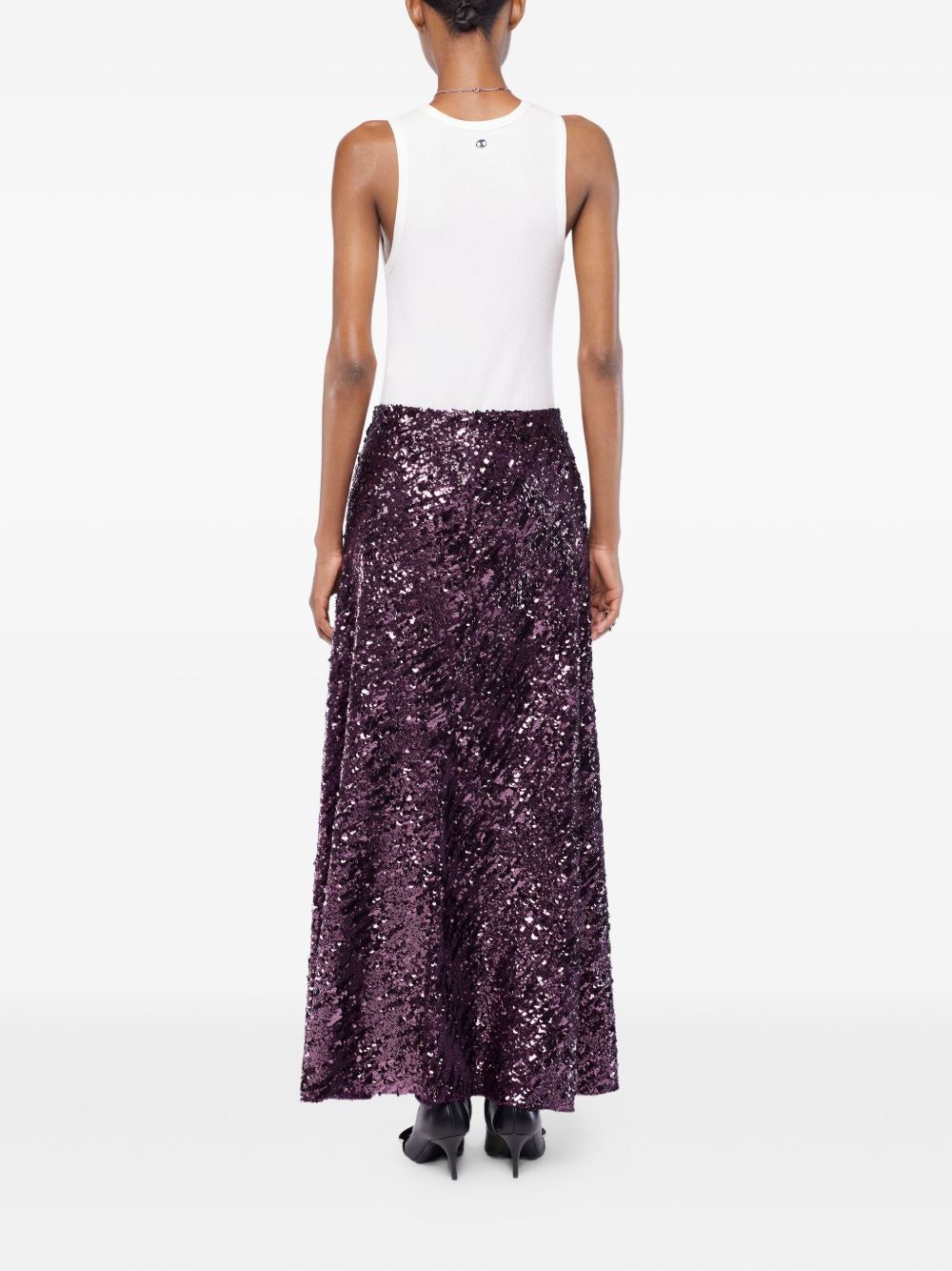 Gonna lunga con paillettes in viola Rabanne - donna 