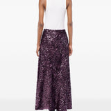 Gonna lunga con paillettes in viola Rabanne - donna 