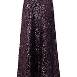 Gonna lunga con paillettes in viola Rabanne - donna 