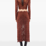 Gonna midi in pizzo mattone Rabanne - donna 