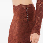 Gonna midi in pizzo mattone Rabanne - donna 