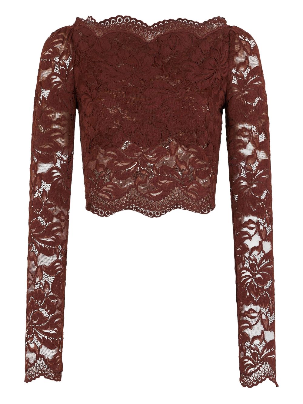 Top a manica lunga in pizzo in marrone Rabanne - donna 