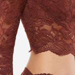Top a manica lunga in pizzo in marrone Rabanne - donna 