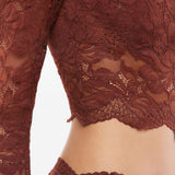 Top a manica lunga in pizzo in marrone Rabanne - donna 