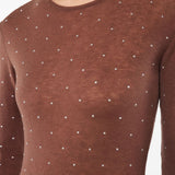Abito in maglia con cristalli in marrone Rabanne - donna 