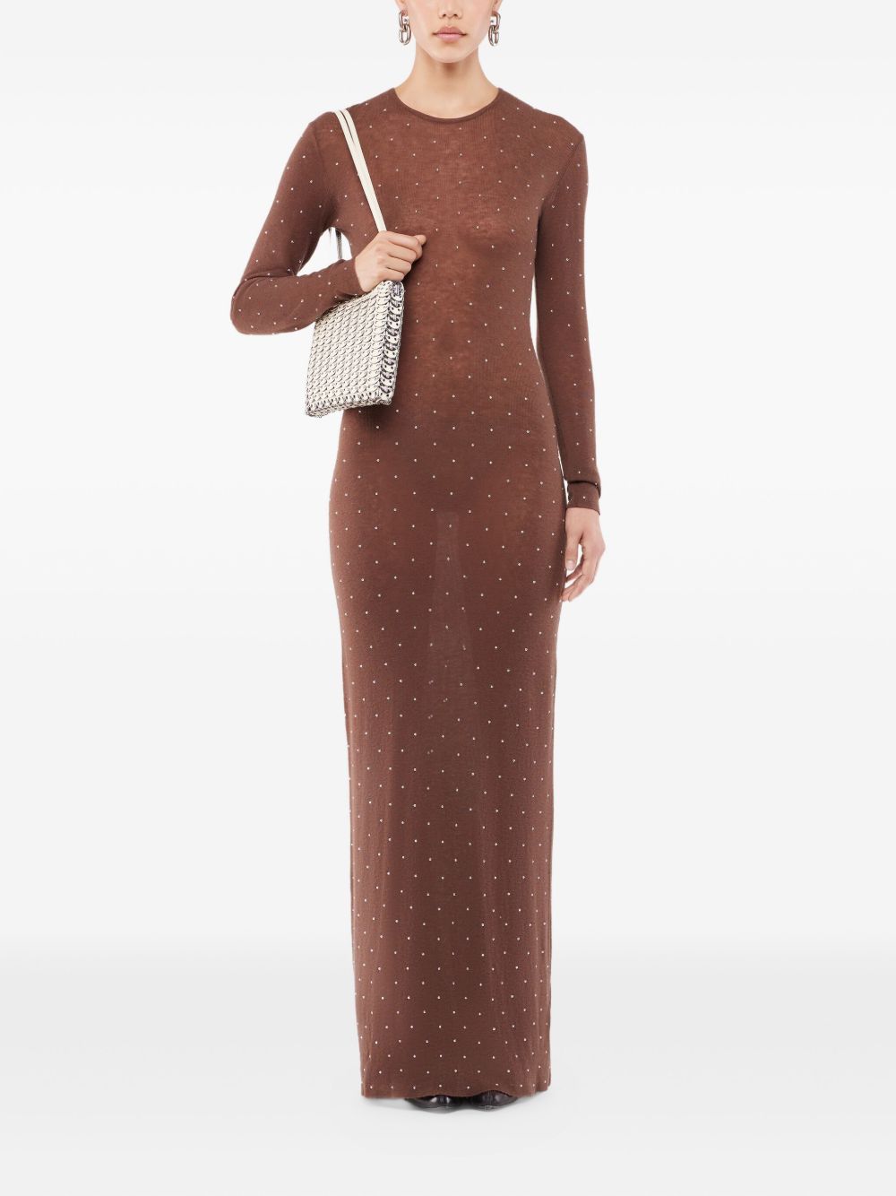 Abito in maglia con cristalli in marrone Rabanne - donna 