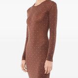 Abito in maglia con cristalli in marrone Rabanne - donna 