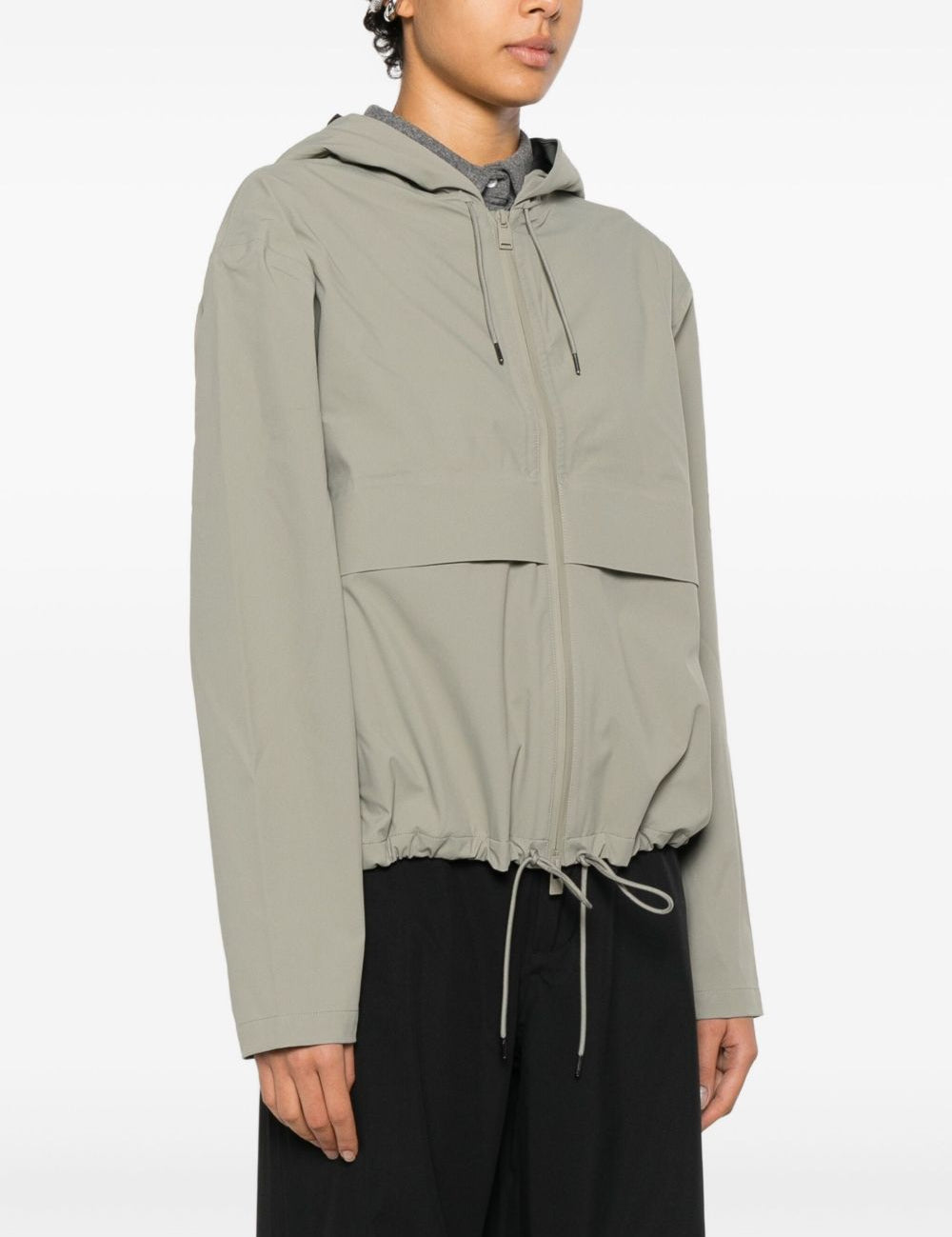 Giacca con cappuccio e zip in grigio Rains - donna 