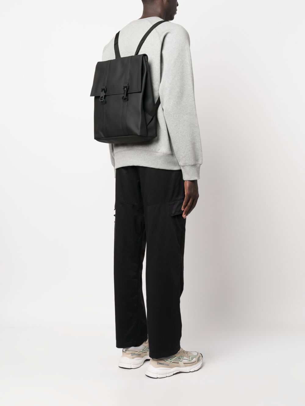 Zaino con logo msn in rilievo in nero Rains - unisex 