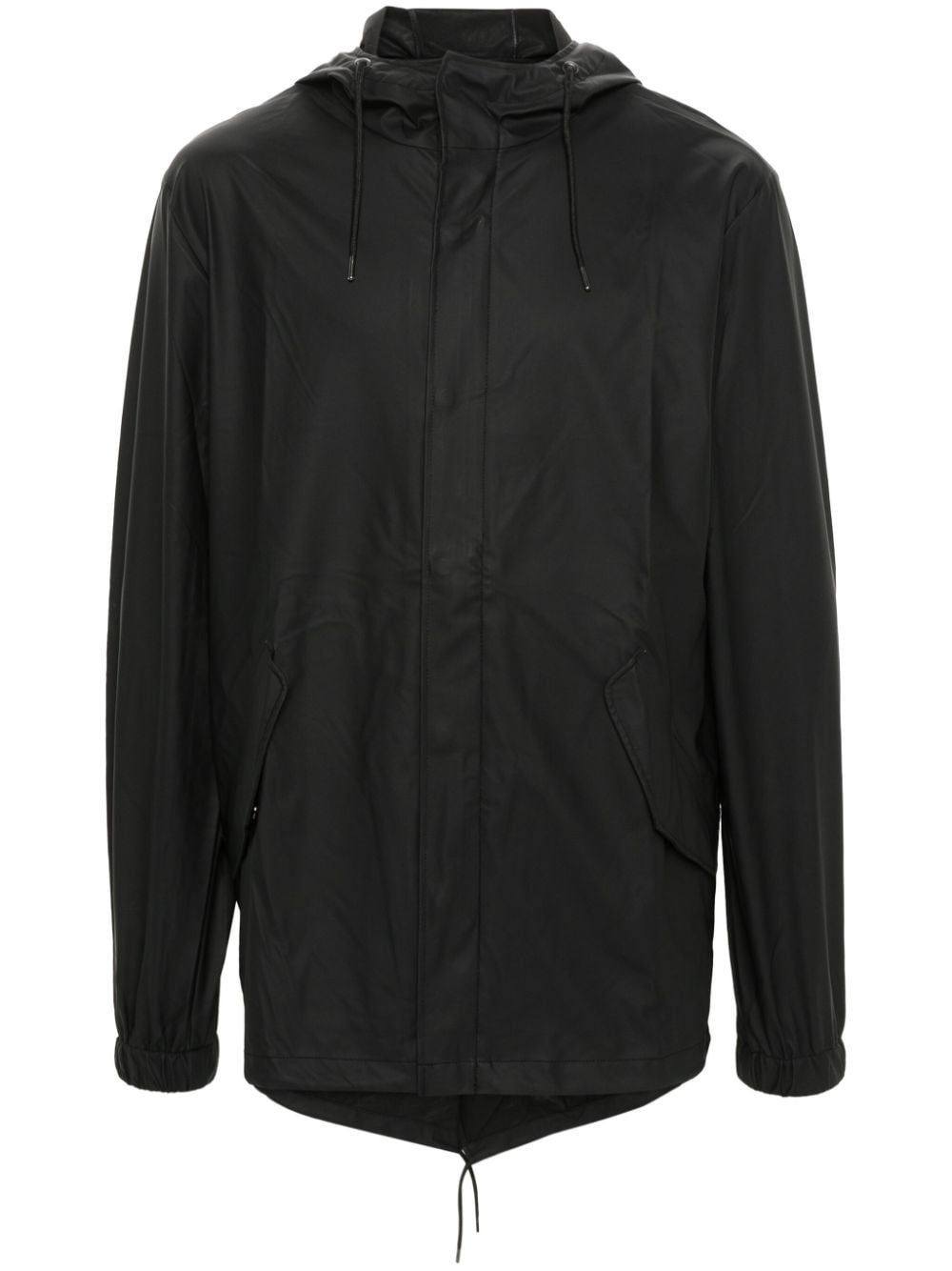 Parka rivestito con cappuccio e coulisse  in nero Rains - uomo 