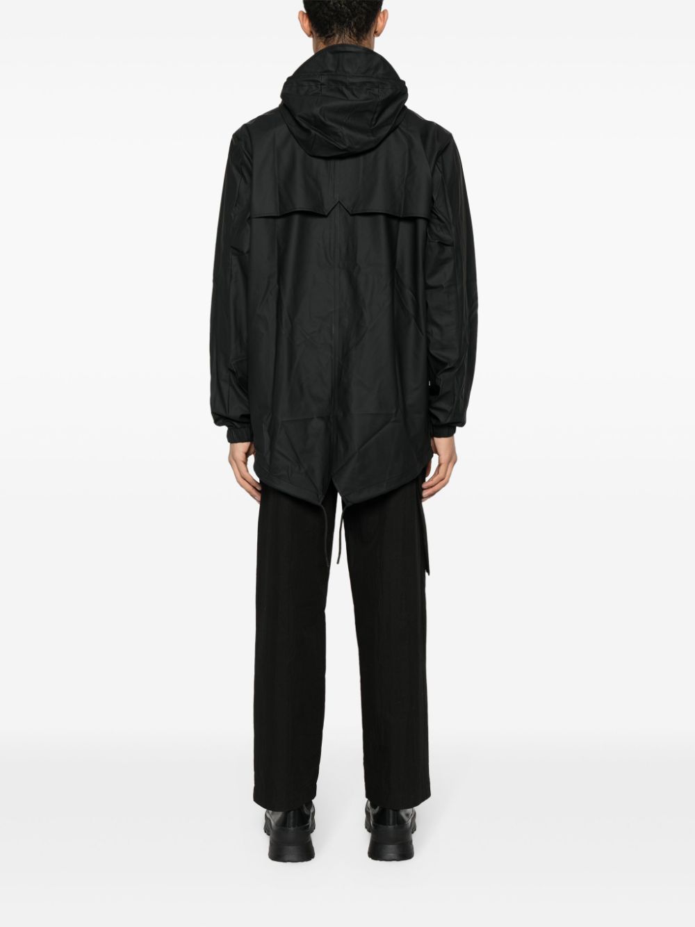 Parka rivestito con cappuccio e coulisse  in nero Rains - uomo 