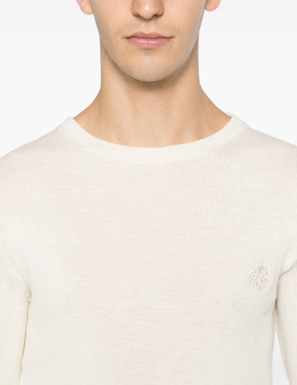T-shirt a maniche lunghe a coste in beige Ranra - uomo 