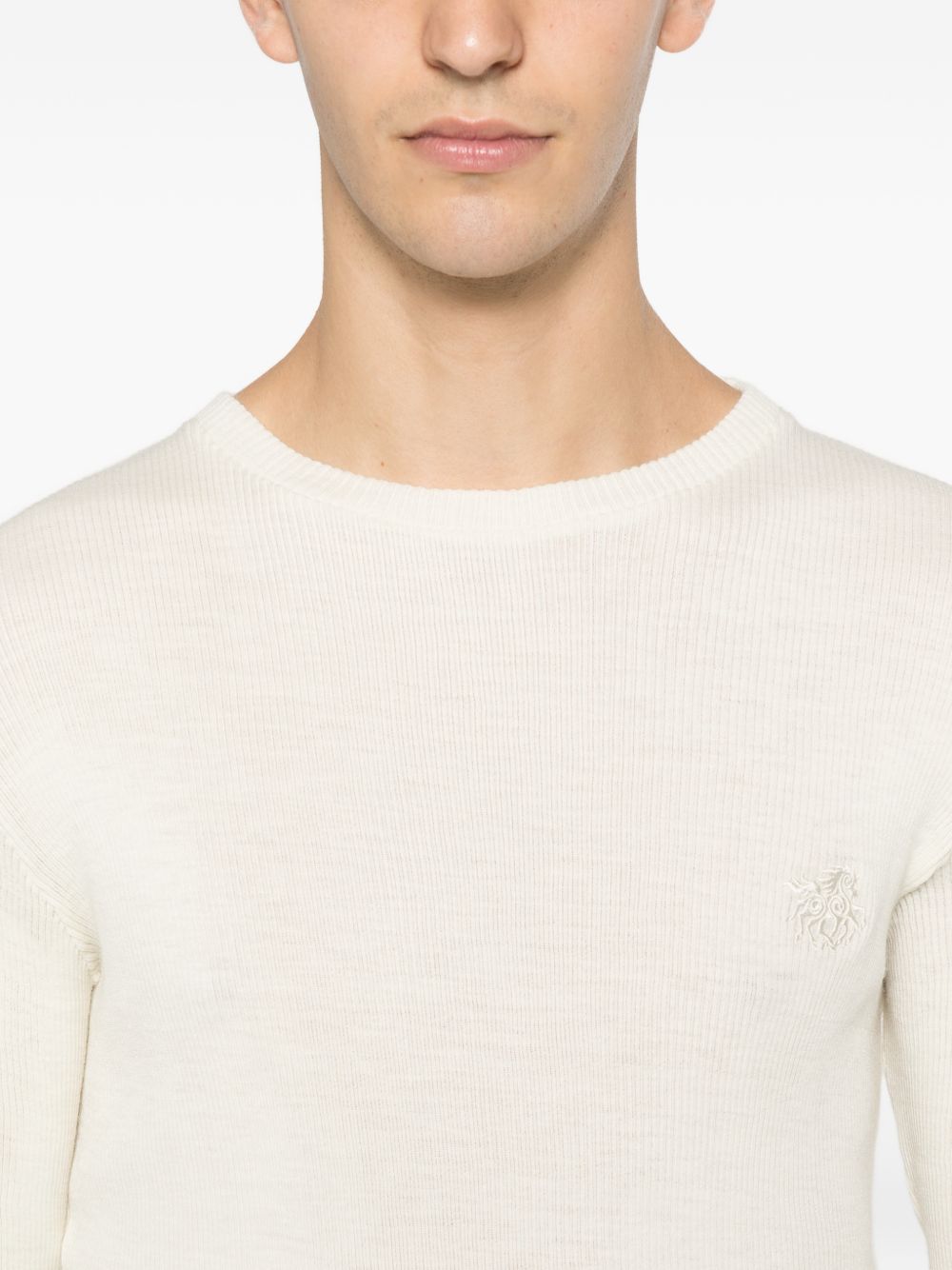 T-shirt a maniche lunghe a coste in beige Ranra - uomo 