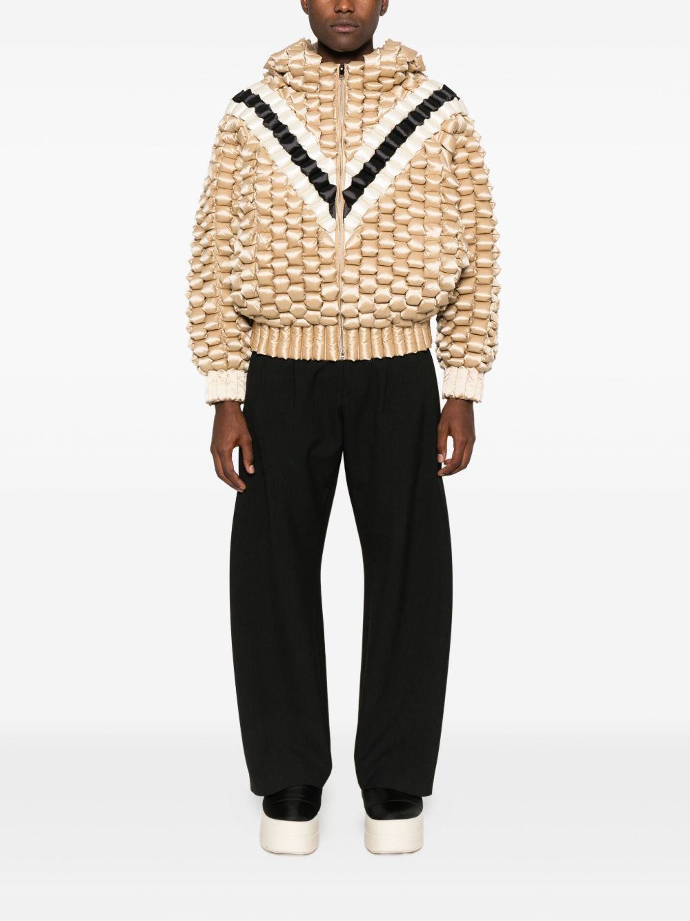 Giacca imbottita con cappuccio in beige Raxxy - donna 