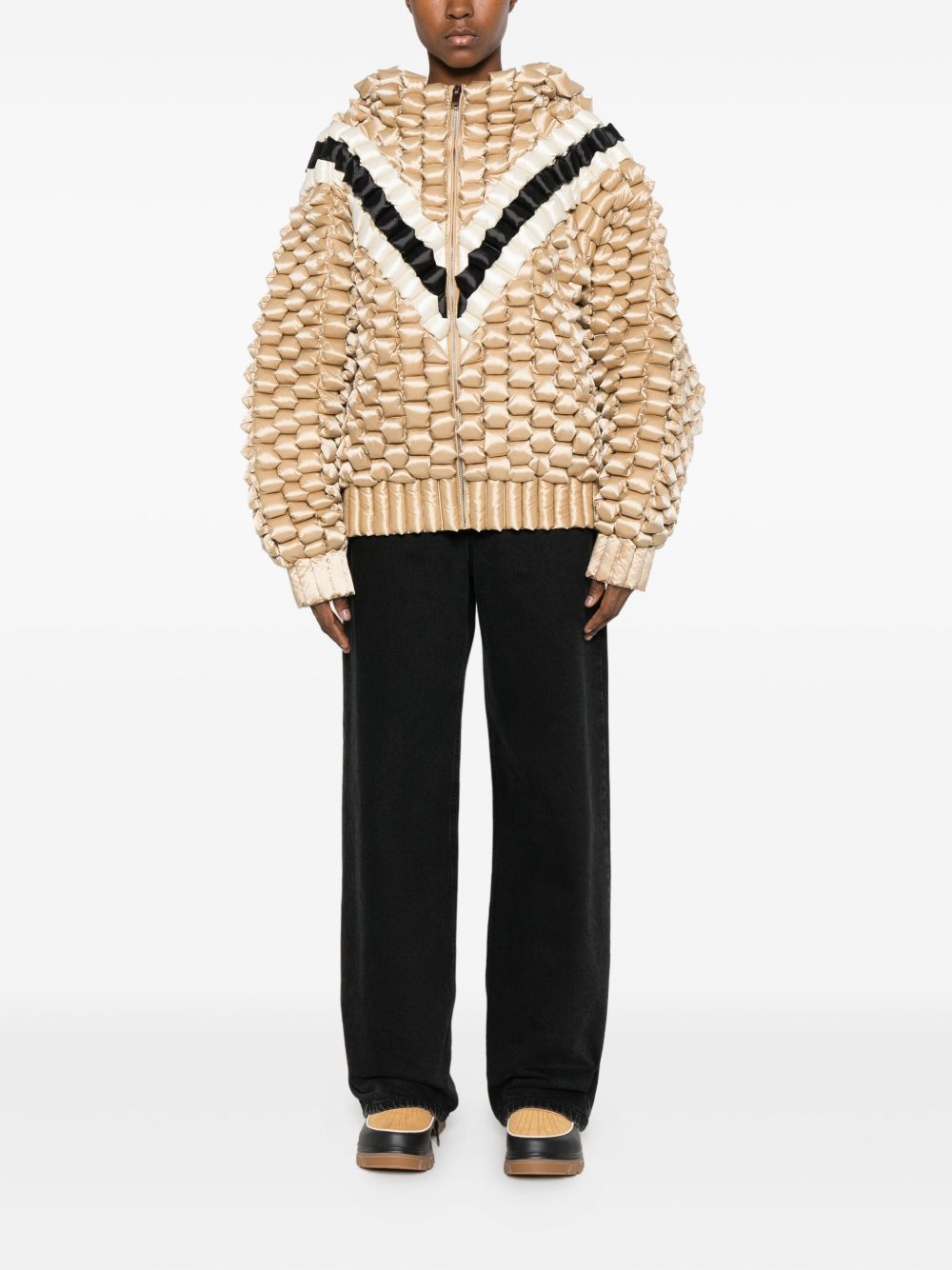 Giacca imbottita con cappuccio in beige Raxxy - donna 