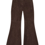 Pantaloni svasati in pelle scamosciata in marrone Remain - donna 