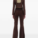 Pantaloni svasati in pelle scamosciata in marrone Remain - donna 