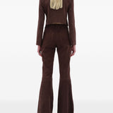 Pantaloni svasati in pelle scamosciata in marrone Remain - donna 
