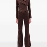 Pantaloni svasati in pelle scamosciata in marrone Remain - donna 