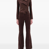 Pantaloni svasati in pelle scamosciata in marrone Remain - donna 