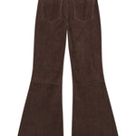 Pantaloni svasati in pelle scamosciata in marrone Remain - donna 