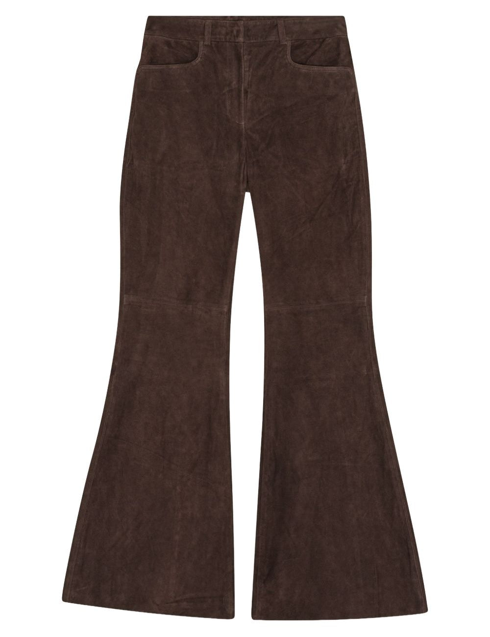 Pantaloni svasati in pelle scamosciata in marrone Remain - donna 